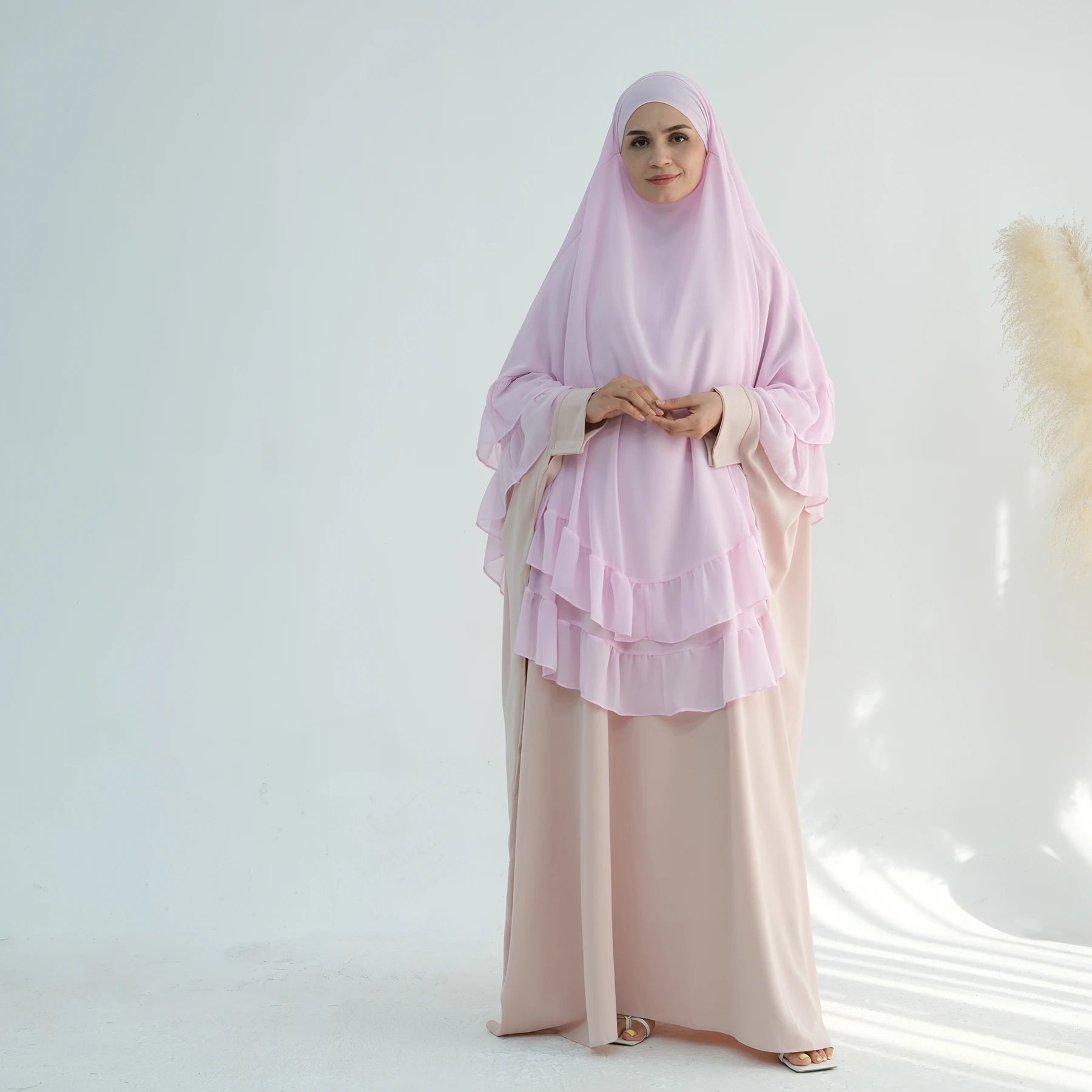 Khimar Maïssa XL — 2 Muslin Veils with Ruffles (Extra-long)