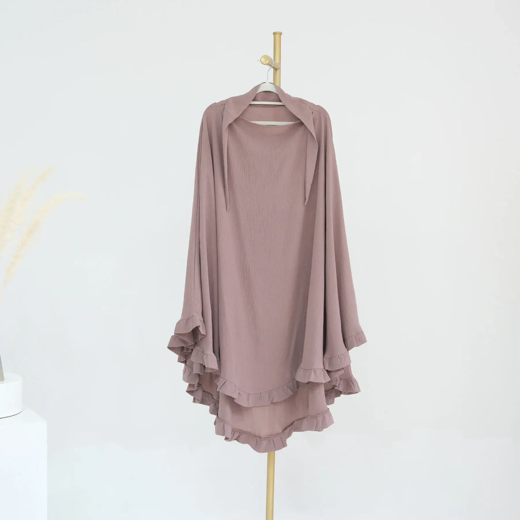 Khimar Nida Ruffles — 1 Nida Crepe Veil (Overhead)