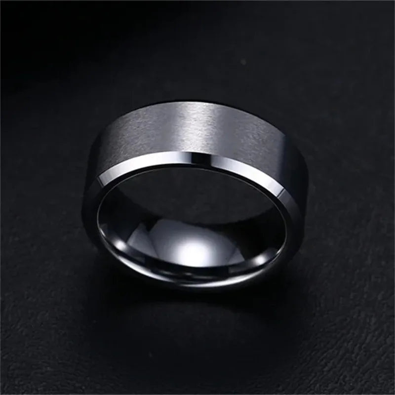 ZAYNA Matte Black Stainless Steel Band — Wedding & Fashion Ring