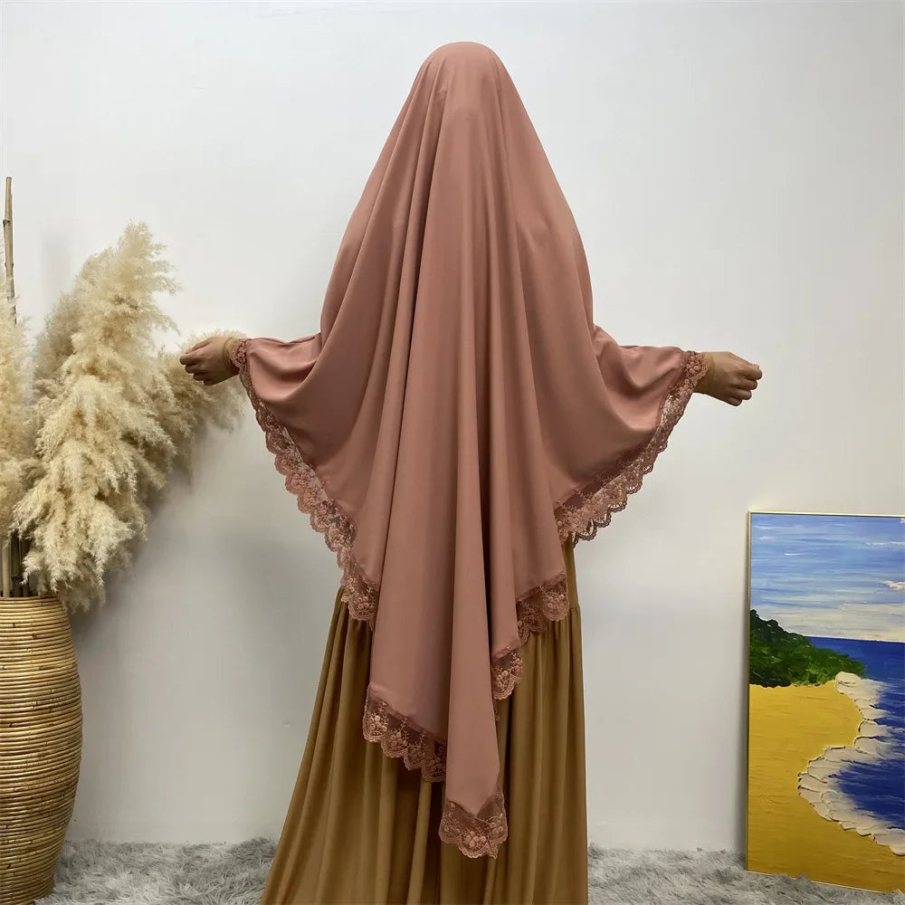 Khimar Nida Lace — Fine Embroidery (Overhead)