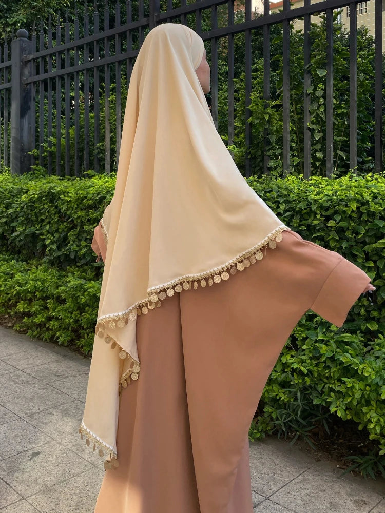 Soraya Éclat Khimar — Long with Sequins & Fringes