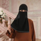 Crystal Niqab — Tie-Up Veil (Wavy Rhinestones)