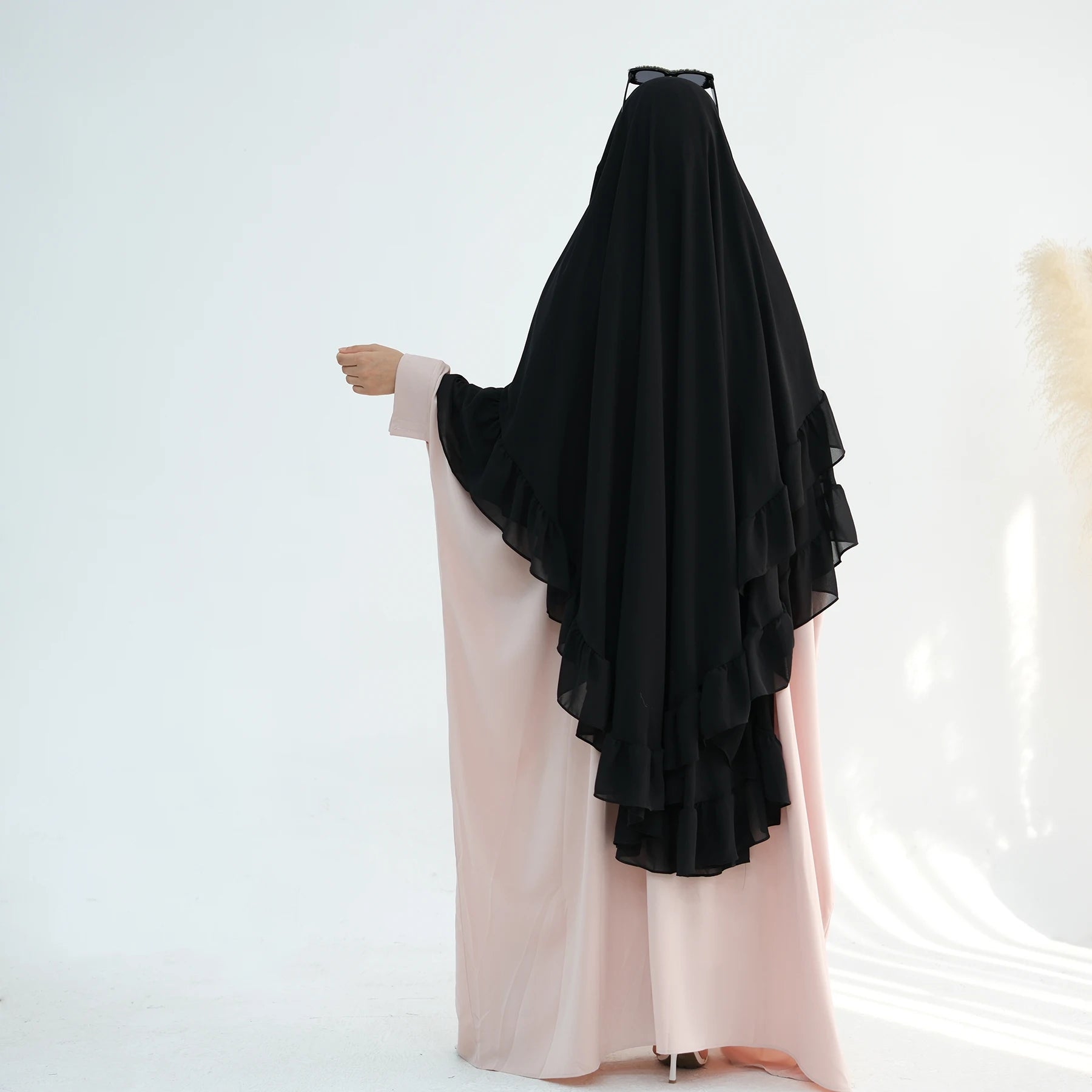 Khimar Maïssa XL — 2 Muslin Veils with Ruffles (Extra-long)