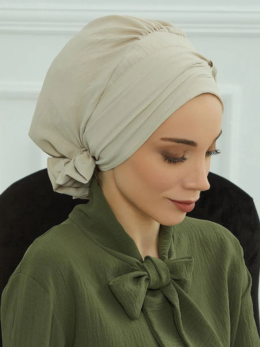 ZAYNA Instant Turban Hijab — Solid Cotton Blend Ready-to-Wear Cap