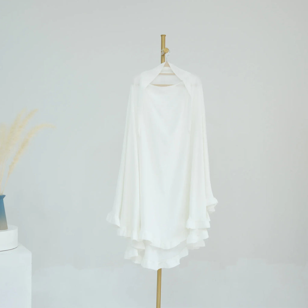 Khimar Nida Ruffles — 1 Nida Crepe Veil (Overhead)