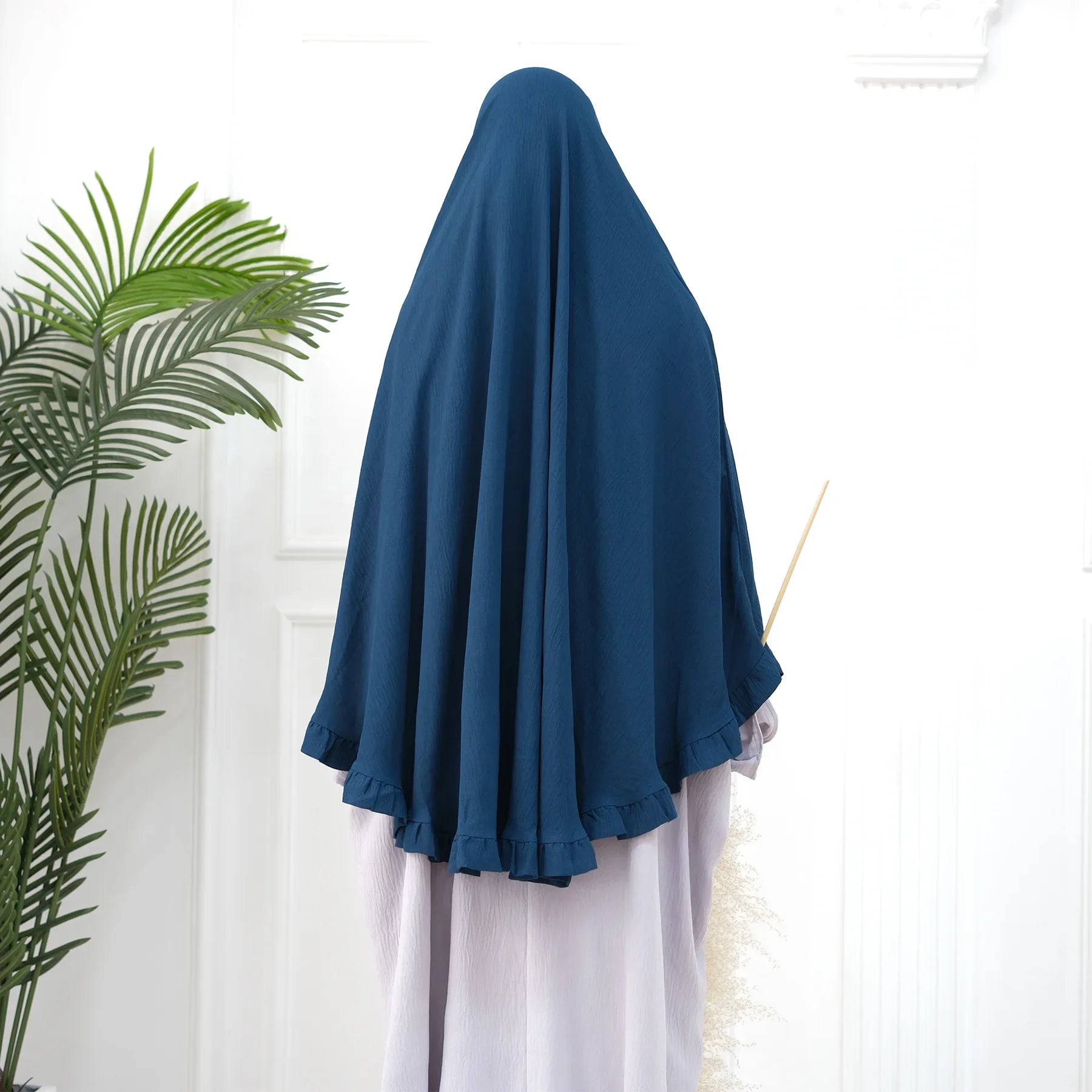 Khimar Nida Ruffles — 1 Nida Crepe Veil (Overhead)