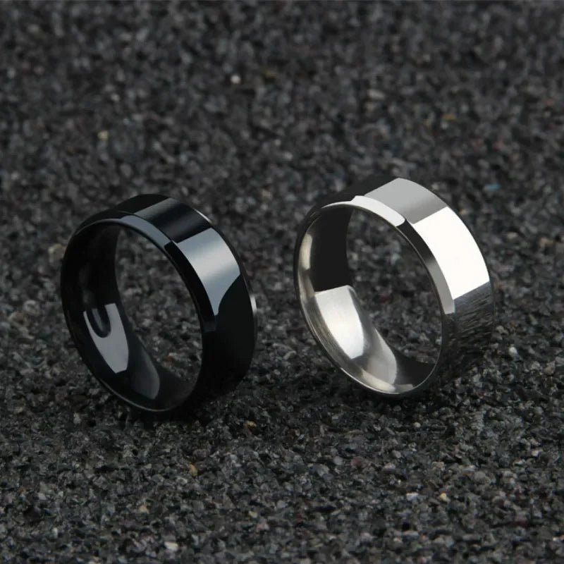 ZAYNA Matte Black Stainless Steel Band — Wedding & Fashion Ring