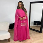 Safiya Abaya — Satin Dress & Chiffon Cape Elegance Edition