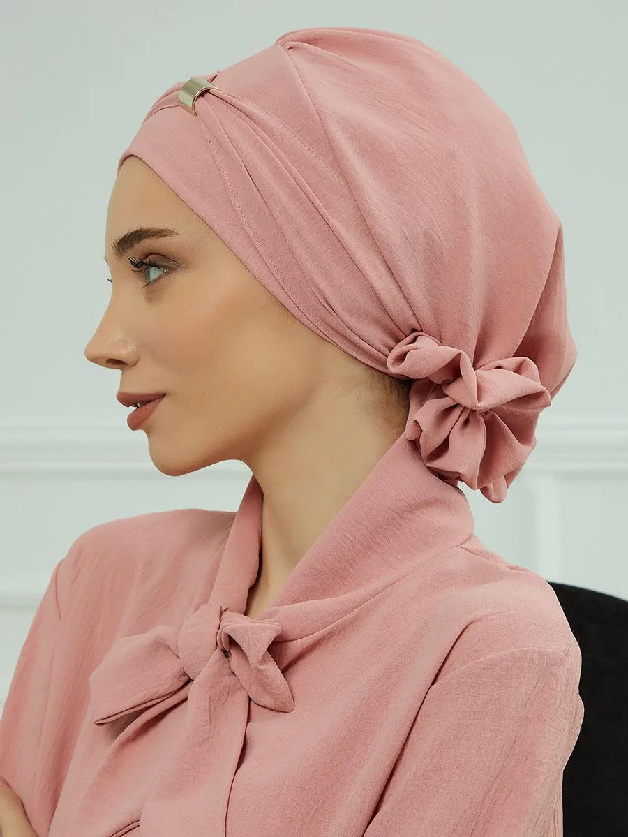 ZAYNA Instant Turban Hijab — Solid Cotton Blend Ready-to-Wear Cap