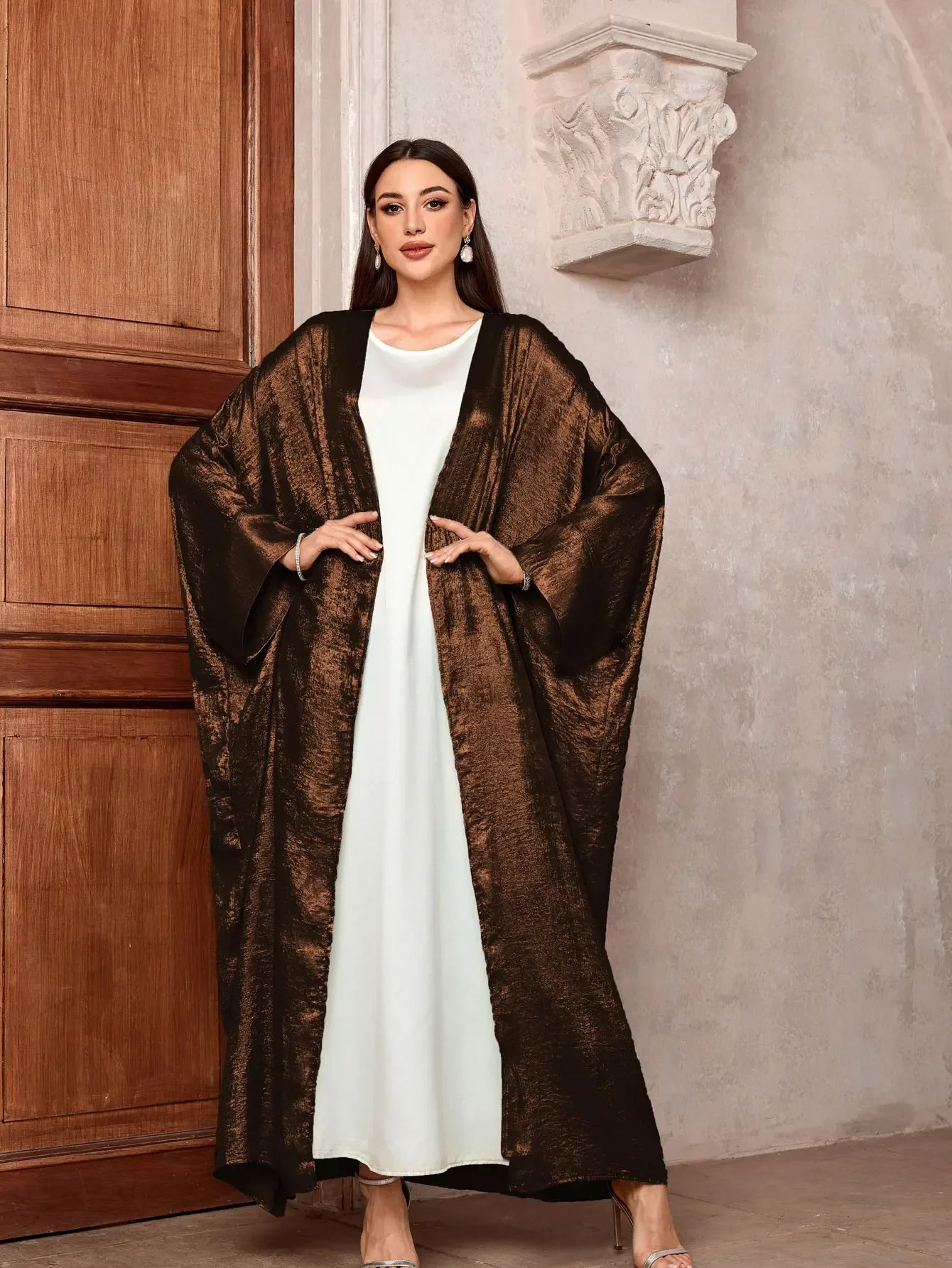 Abaya Royale — Open Satin Kimono Luxury Edition