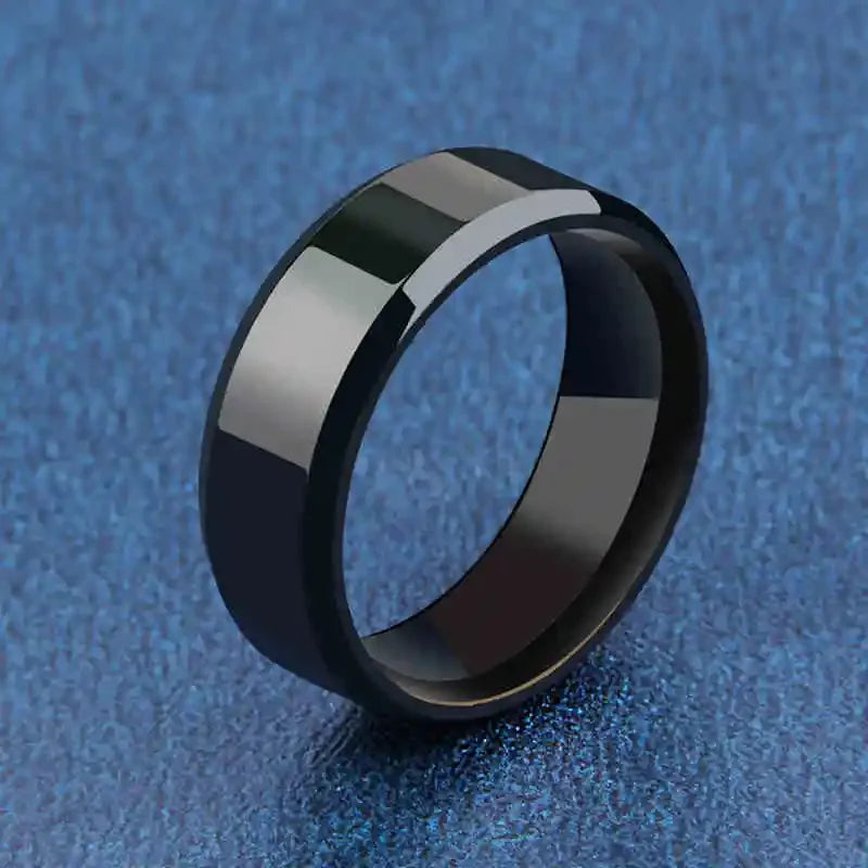 ZAYNA Matte Black Stainless Steel Band — Wedding & Fashion Ring
