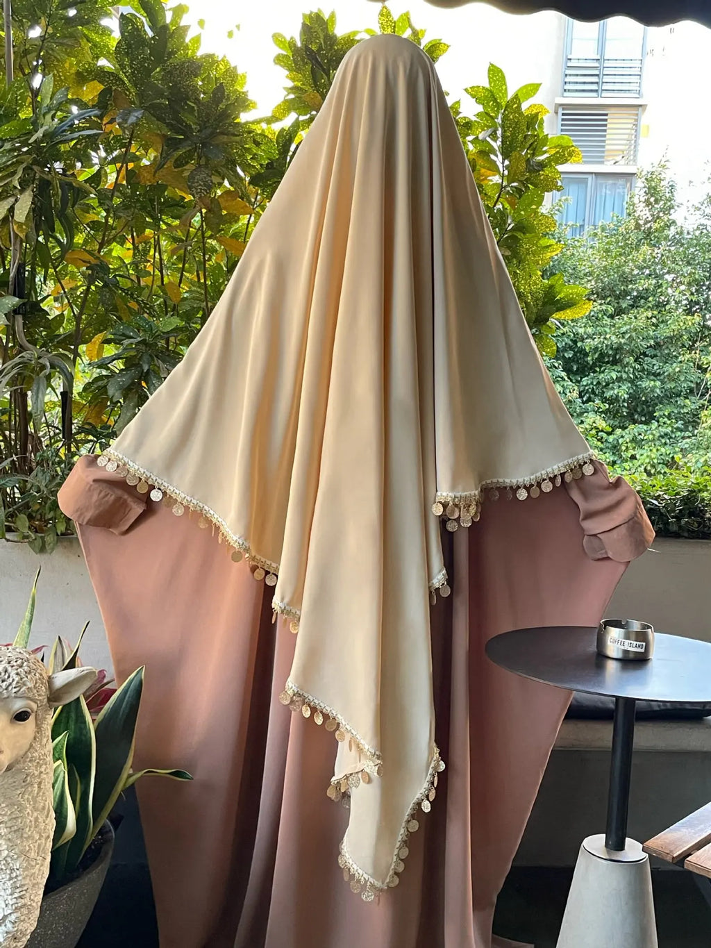 Soraya Éclat Khimar — Long with Sequins & Fringes