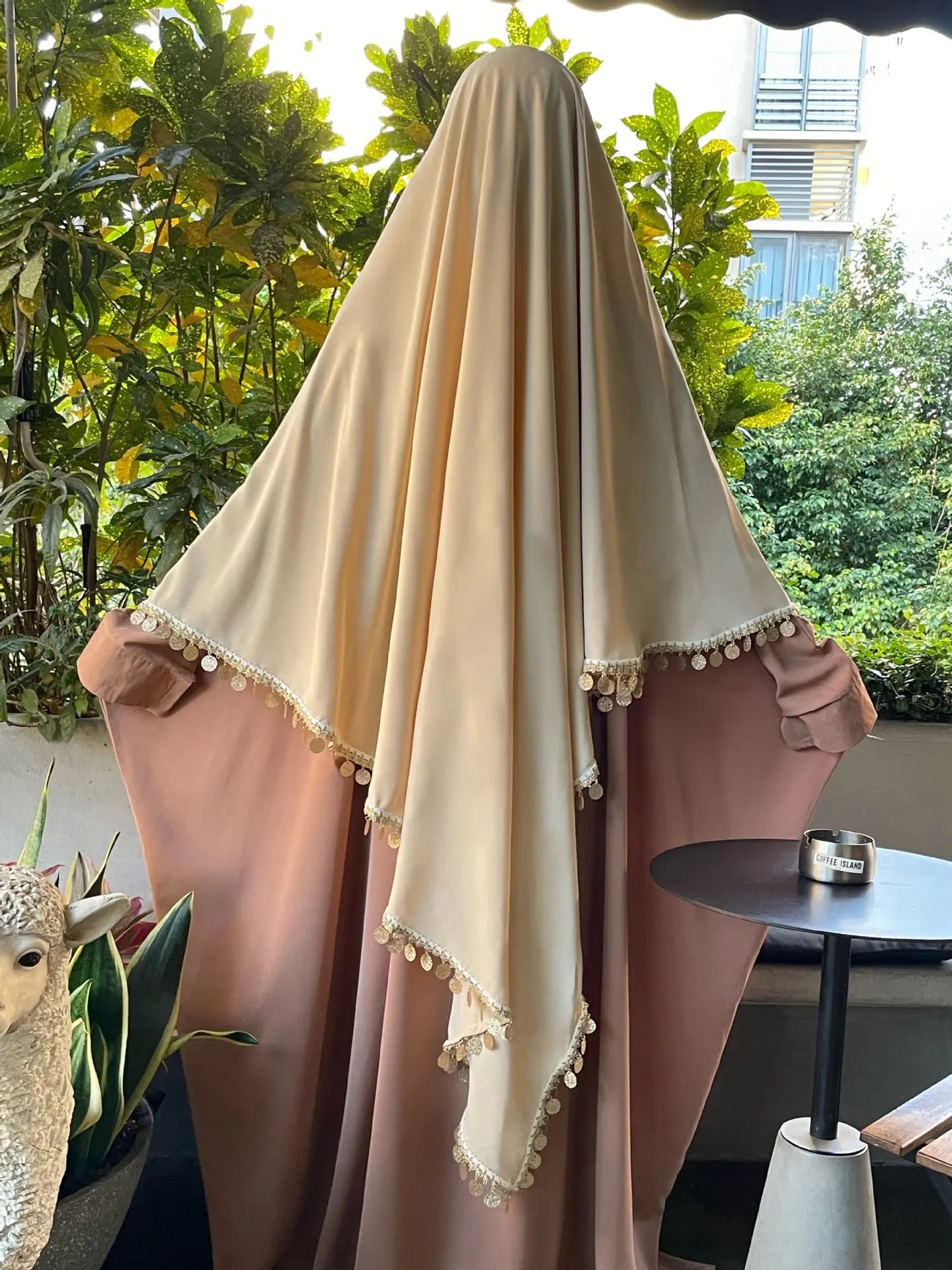 Soraya Éclat Khimar — Long with Sequins & Fringes