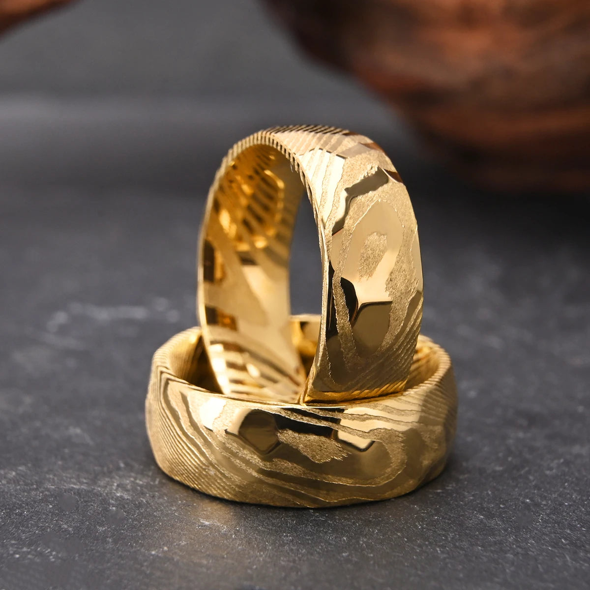 ZAYNA Damascus Steel Ring — Artisan Wedding Band