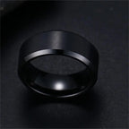 ZAYNA Matte Black Stainless Steel Band — Wedding & Fashion Ring