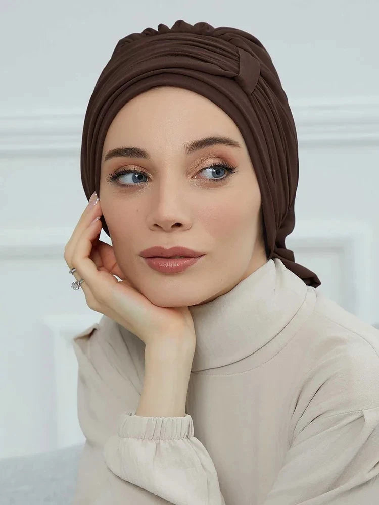 ZAYNA Instant Turban Hijab — Solid Cotton Blend Ready-to-Wear Cap