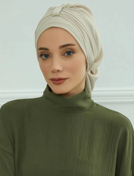ZAYNA Instant Turban Hijab — Solid Cotton Blend Ready-to-Wear Cap