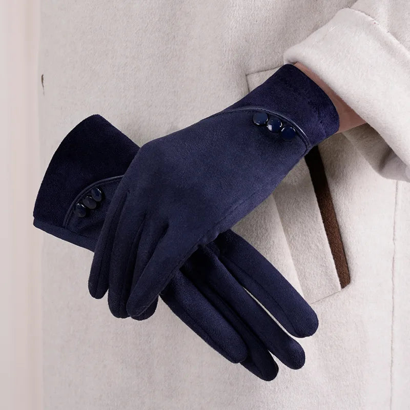 ZAYNA Suede Touchscreen Winter Gloves — Thick & Warm