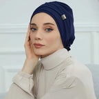 ZAYNA Instant Turban Hijab — Solid Cotton Blend Ready-to-Wear Cap