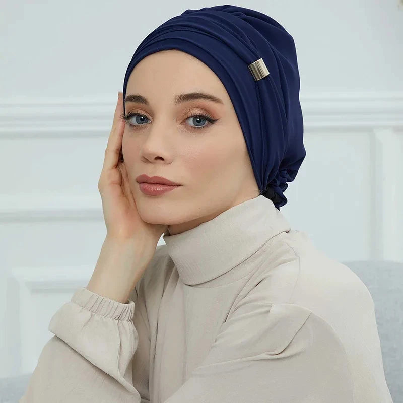 ZAYNA Instant Turban Hijab — Solid Cotton Blend Ready-to-Wear Cap