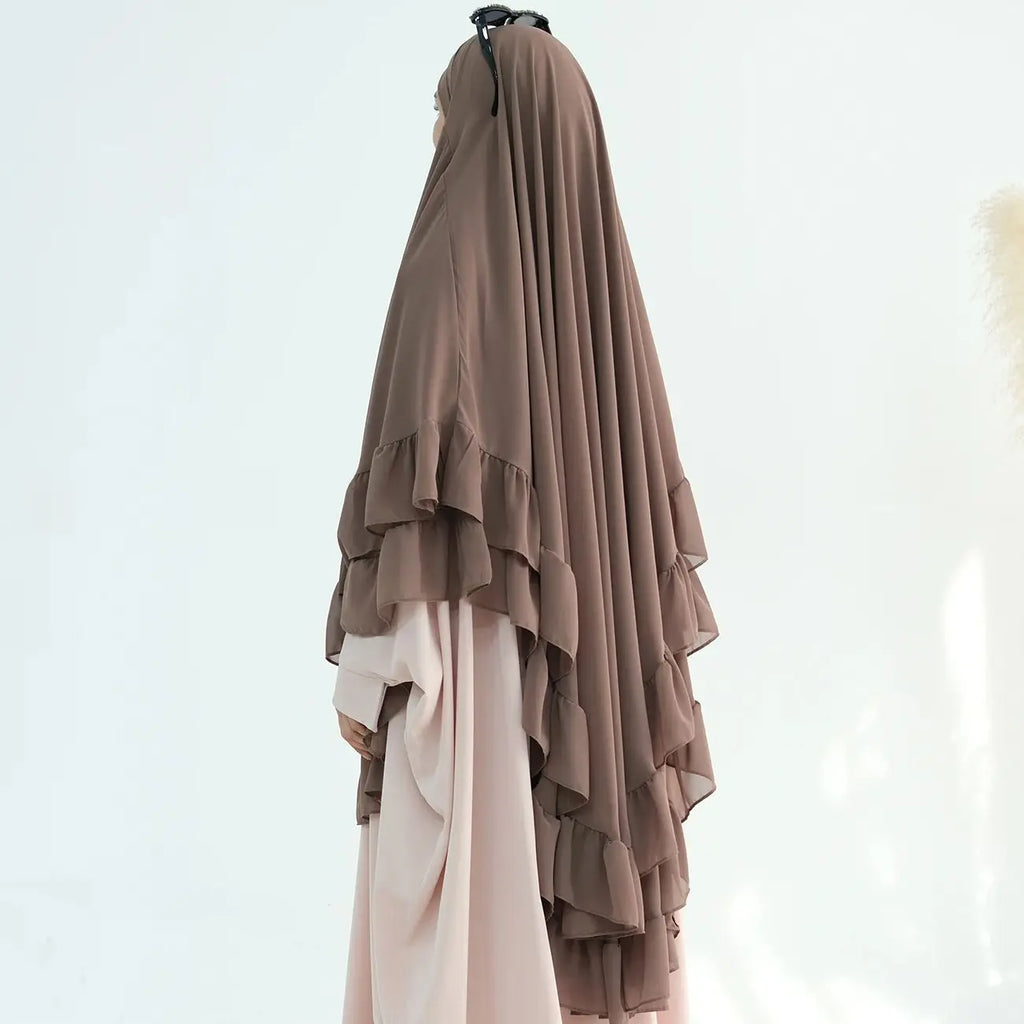 Khimar Maïssa XL — 2 Muslin Veils with Ruffles (Extra-long)