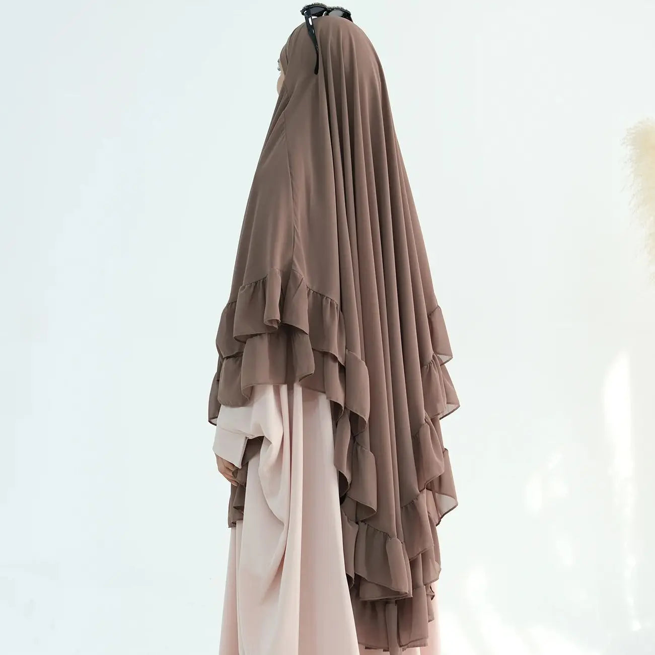 Khimar Maïssa XL — 2 Muslin Veils with Ruffles (Extra-long)
