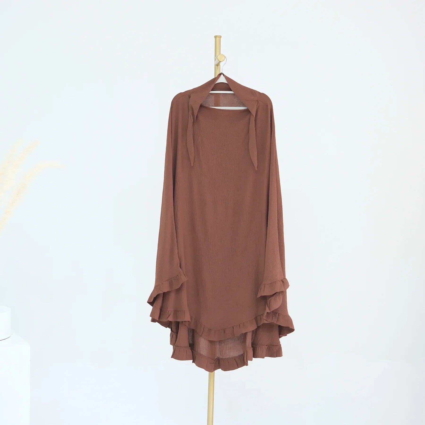 Khimar Nida Ruffles — 1 Nida Crepe Veil (Overhead)