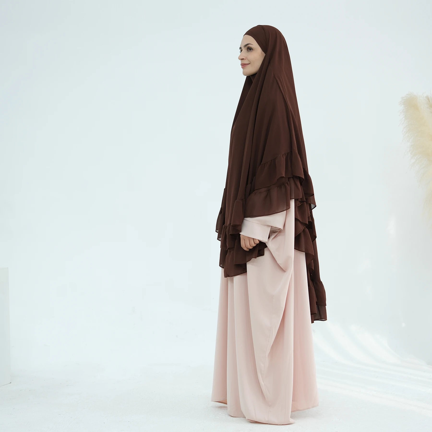 Khimar Maïssa XL — 2 Muslin Veils with Ruffles (Extra-long)