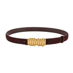 ZAYNA Suede Cowhide Belt — Gold Buckle Elegance